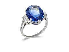 7.30 Carat Ceylon sapphire and diamond ring, French, circa 1920.