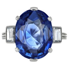7.30 Carat Ceylon sapphire and diamond ring, French, circa 1920.