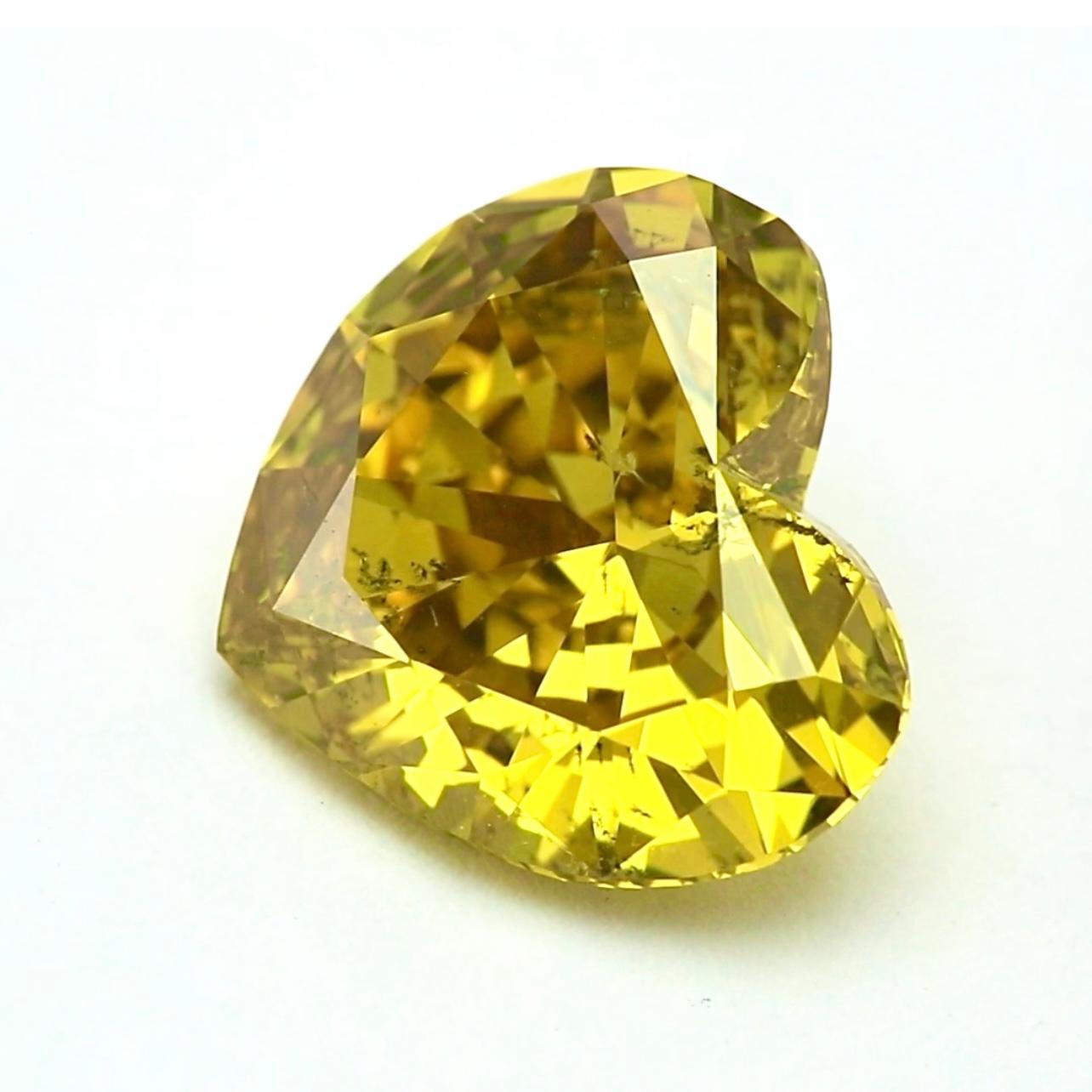 Heart Cut GIA Certified - 7.30 carat Fancy Deep Brownish Greenish Yellow Diamond For Sale