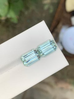 7,30 Karat natürlicher loser Aquamarin Paar Smaragd Form Edelstein aus Brasilien