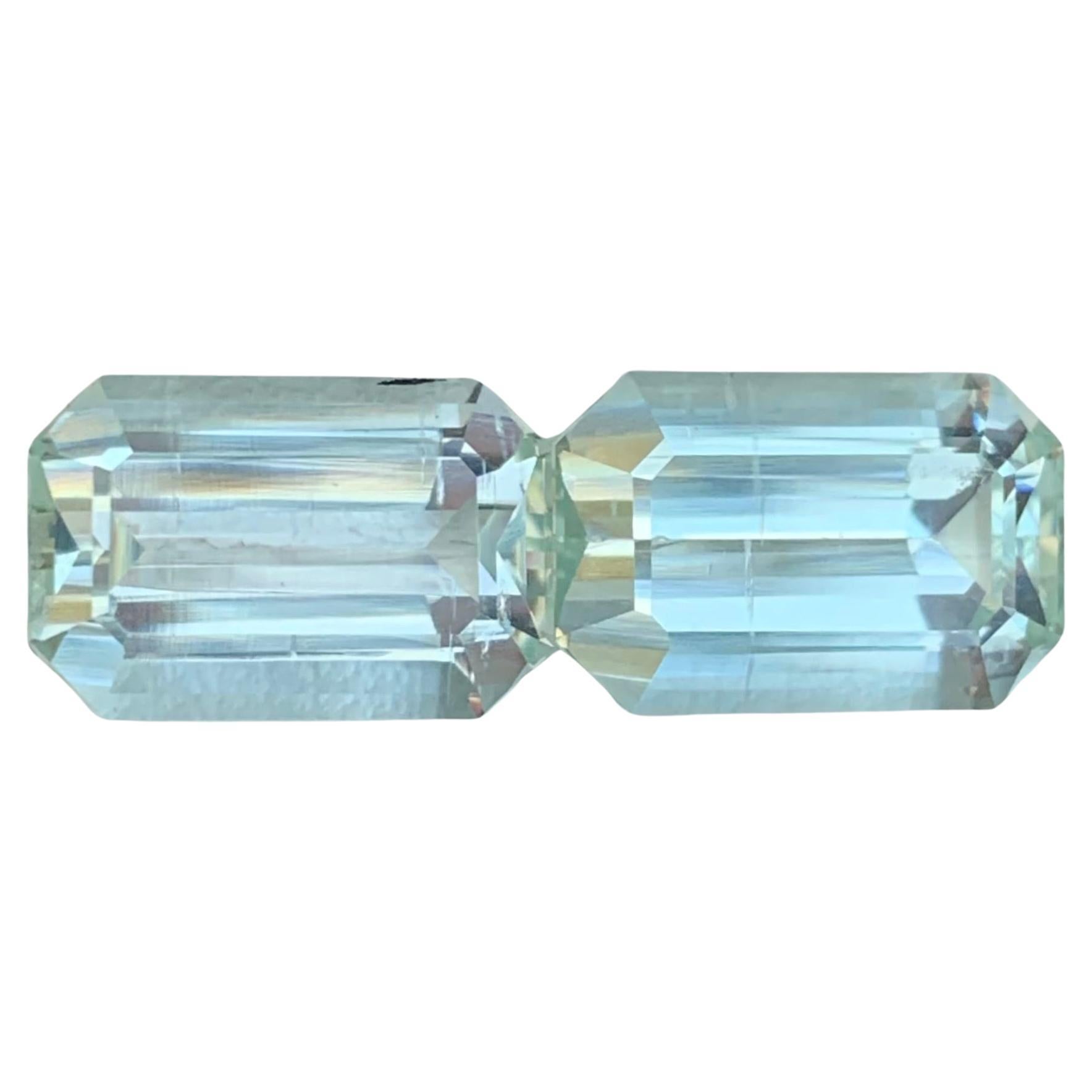 7.30 Carat Natural Loose Aquamarine Pair Emerald Shape Gemstone From Brazil For Sale