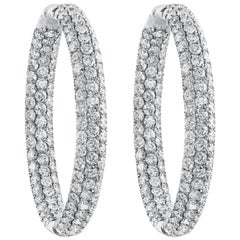 Roman Malakov, 7.30 Carat Pave Diamond Hoop Earrings