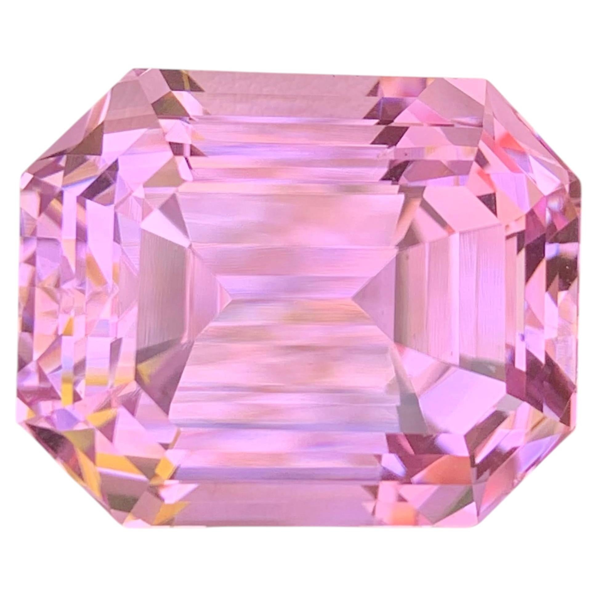 73.00 Carat Natural Loose Baby Pink No Heat Kunzite Emerald Cut Afghan Gemstone