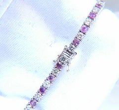 Bracciale con zaffiri rosa naturali e diamanti da 7,30 ct, 14kt, G/Vs, stile tennis*