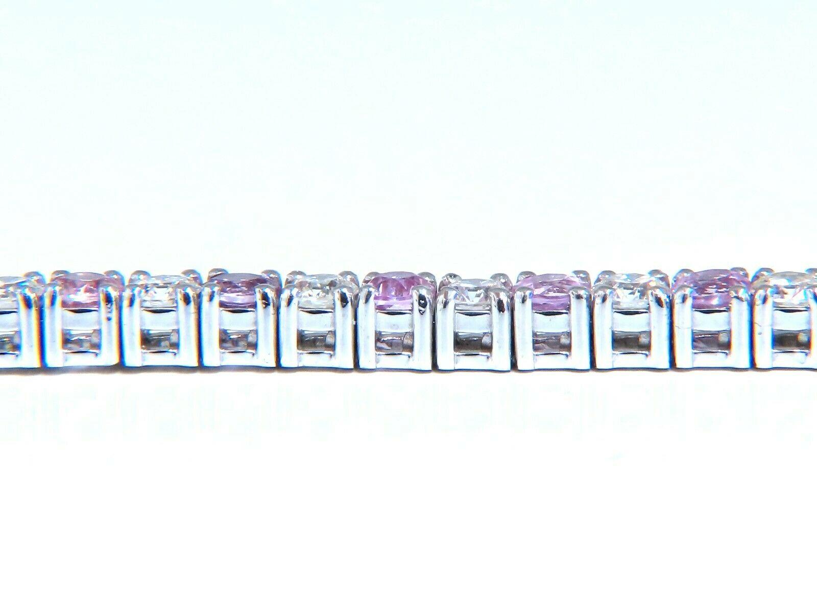 Bracelet tennis en or 14 carats avec diamants et saphir rose naturel de 7,30 carats Neuf - En vente à New York, NY