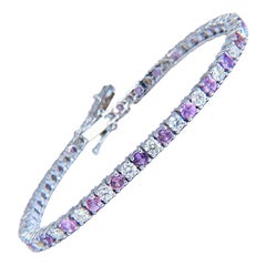 Bracciale con zaffiri rosa naturali e diamanti da 7,30 ct, 14kt, G/Vs, stile tennis*