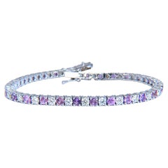 7.30ct Natural Pink Sapphire Diamond Bracelet 14kt G/Vs Tennis