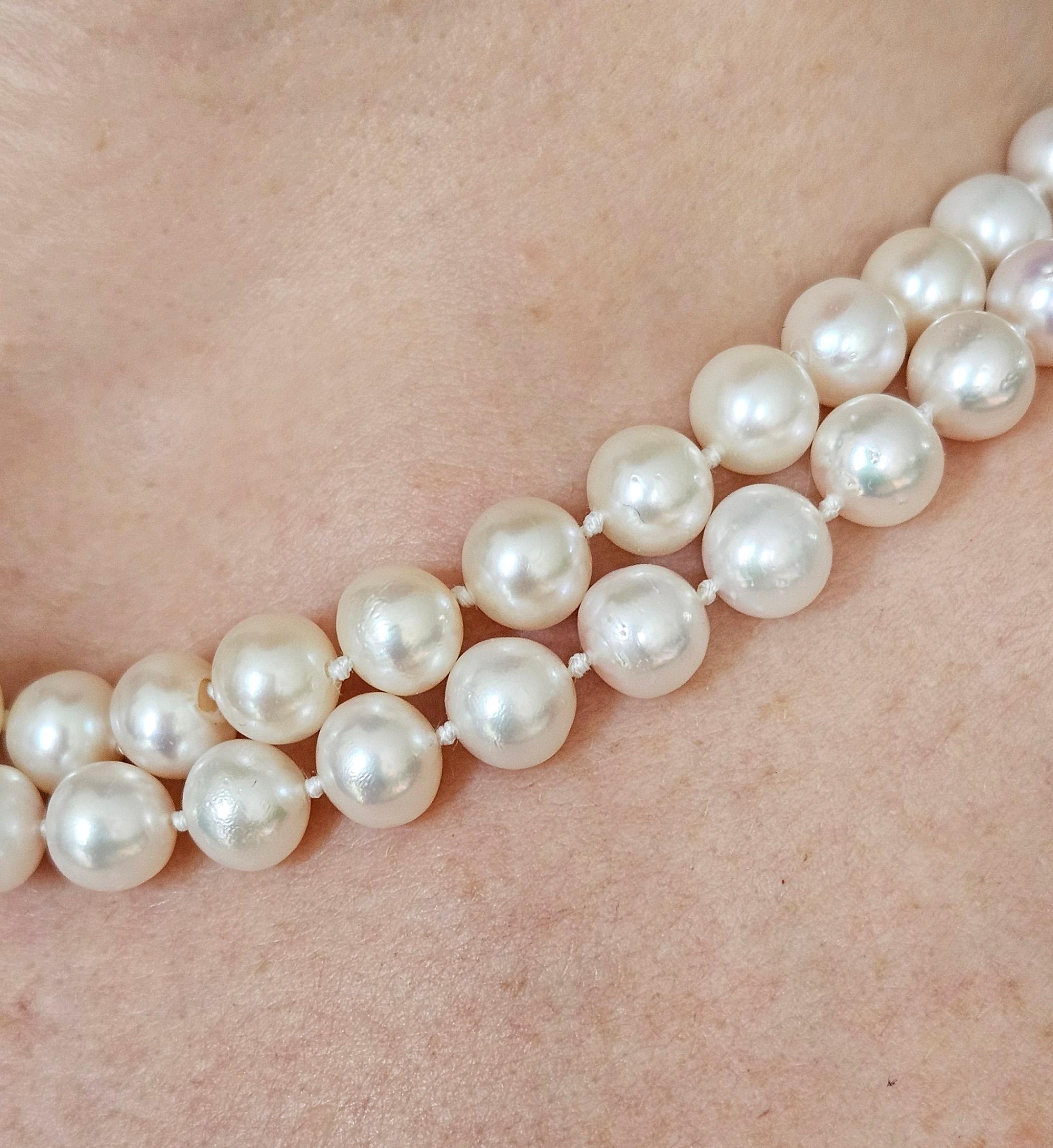 7.30ctw Diamond Convertible Fine Akoya Pearl 18K Gold Suite Necklace Earrings For Sale 13