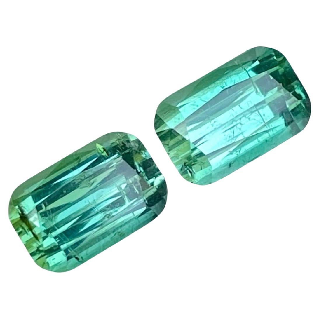 7.31 Carats Greenish Blue Tourmaline Pair Cushion Cut Natural Afghan Gemstone For Sale