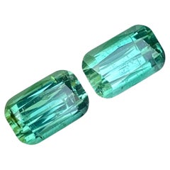 7.31 Carats Greenish Blue Tourmaline Pair Cushion Cut Natural Afghan Gemstone
