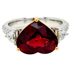 7.31 Garnet Fancy and Round Diamond White Gold Ring