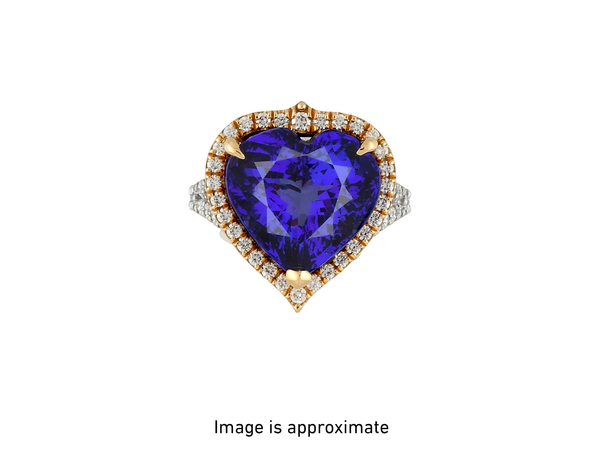 Modern 7.31ct heart-shaped Tanzanite ring. GIA certified. For Sale