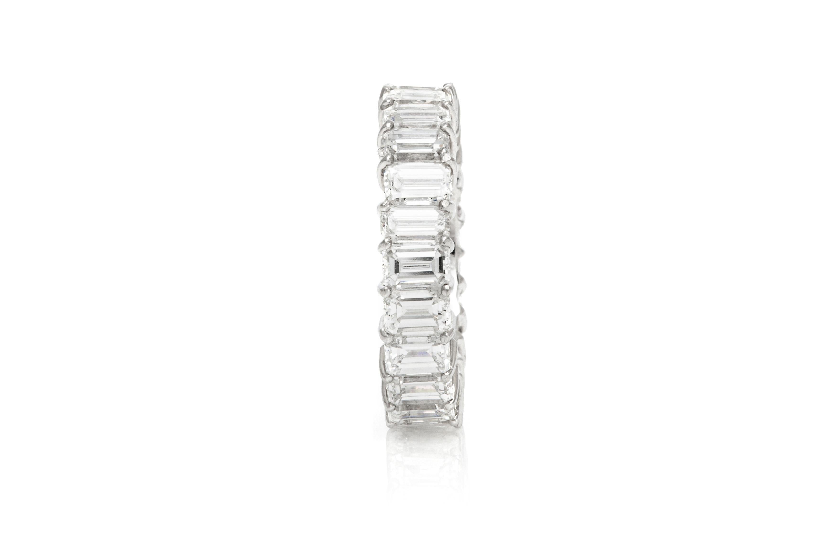 Women's 7.32 Carat Emerald Cut Diamond Eternity Band For Sale