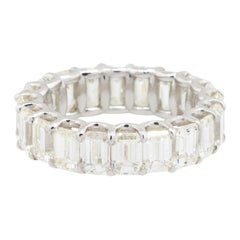 7.33 Carat Emerald Cut Eternity Band 18 Karat in Stock