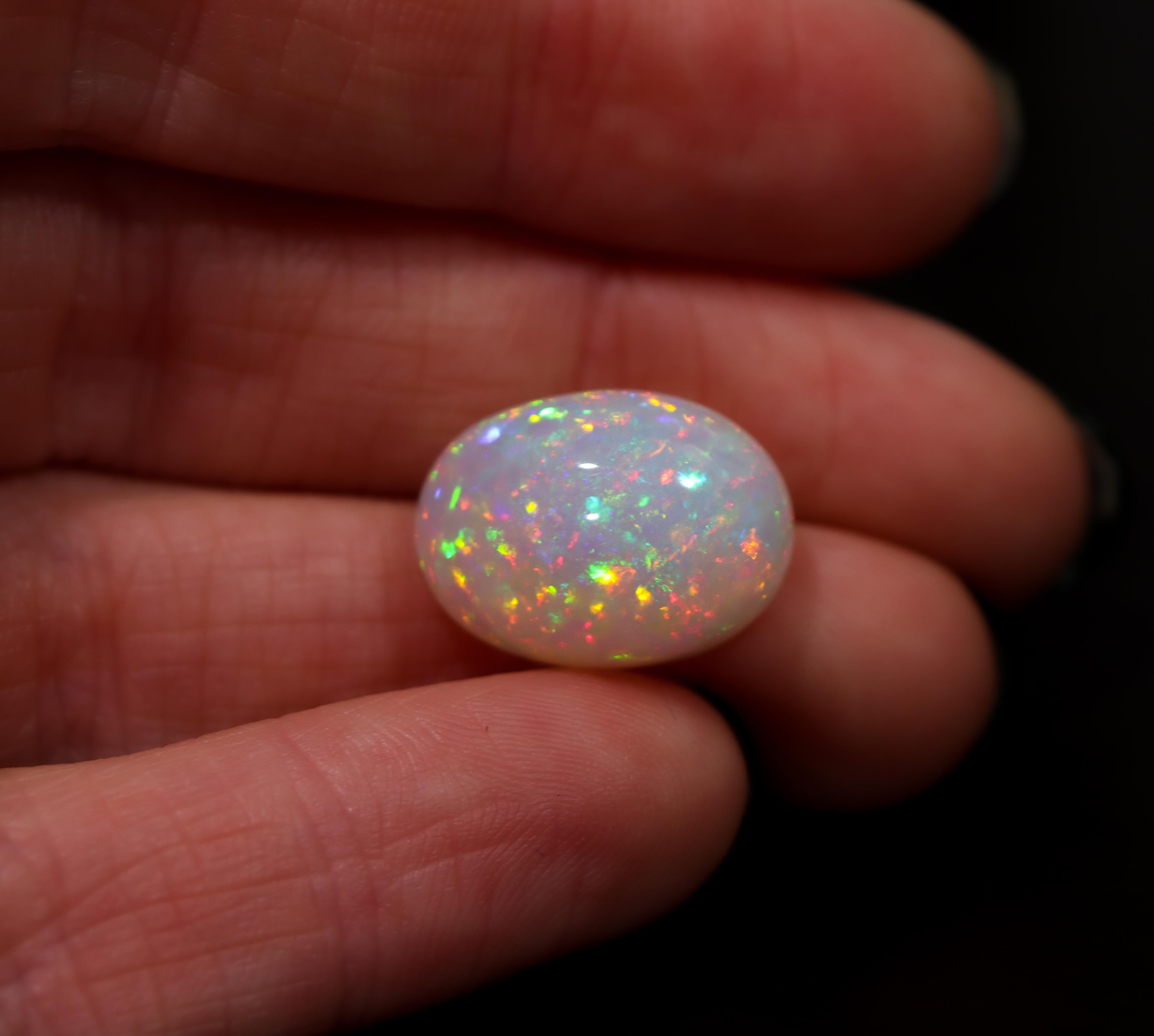 Presenting a 7.33 carat ethiopian opal loose gemstone. Nothing beats this gem’s play-of-color! This gemstone is ideal for creating elegant and enchanting jewelry pieces! 

Specifications

Stone: Opal
Shape: Oval
Treatment: None
Hardness: 5.5 -