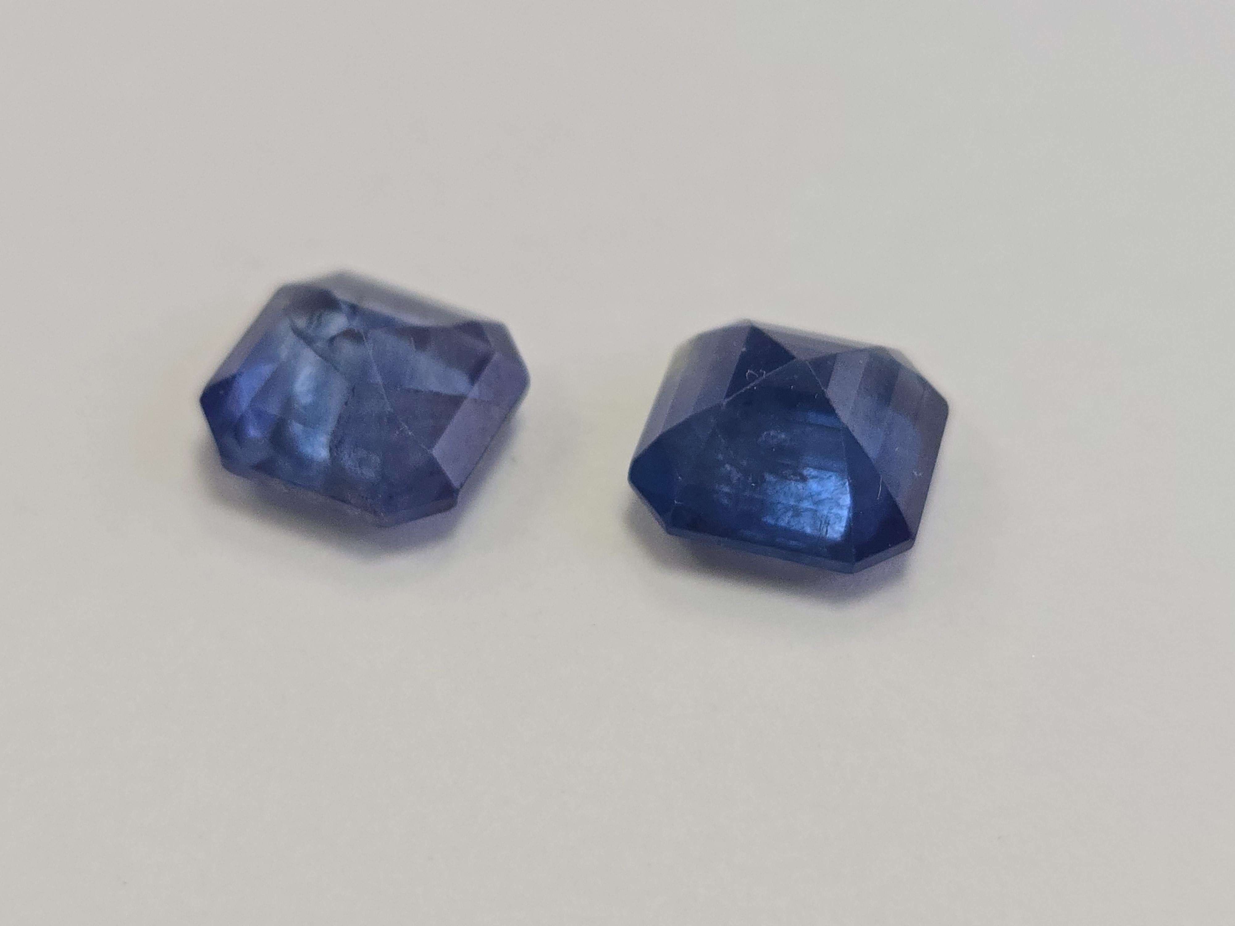 Donna Coppia di zaffiri naturali taglio Asscher da 7,33 carati in vendita