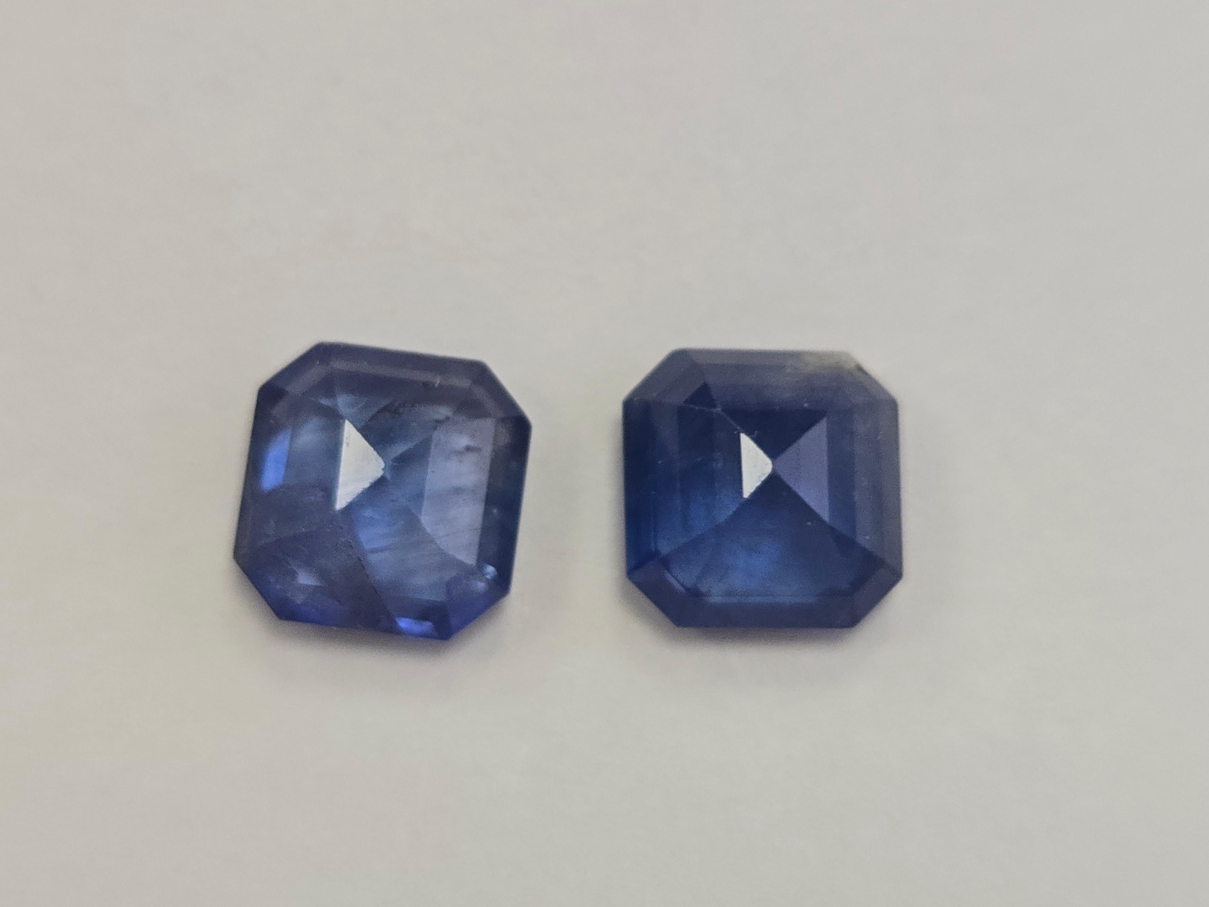 Coppia di zaffiri naturali taglio Asscher da 7,33 carati in vendita 2