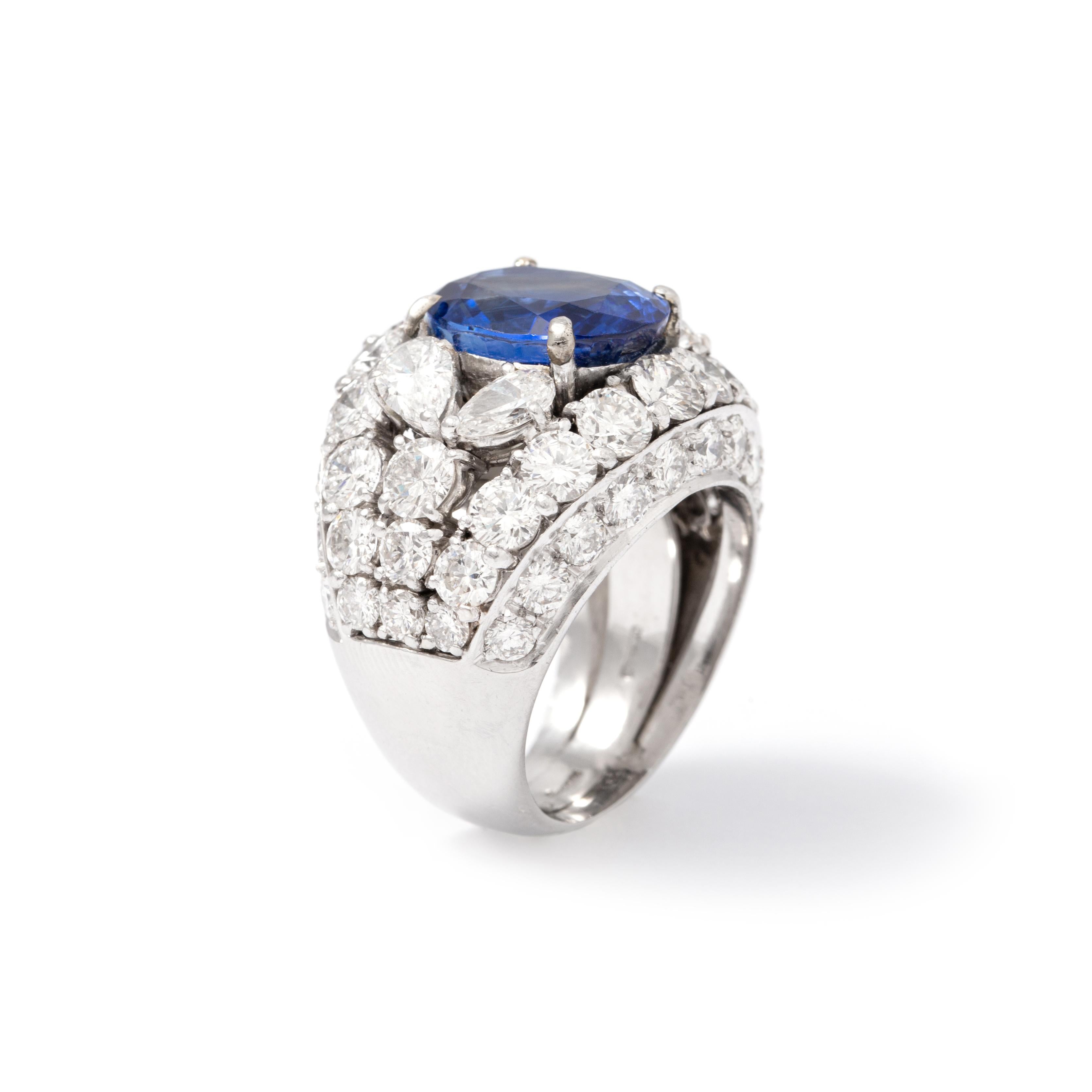 7.33 Carat Sapphire Diamond Ring For Sale 1