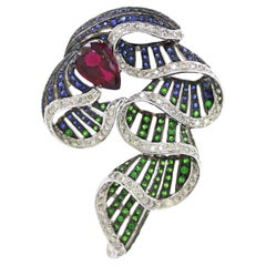 7.33 cts of Tourmaline, Tsavorite and sapphire Pendant