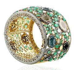 Geode Druzy Emerald Diamond Bracelet