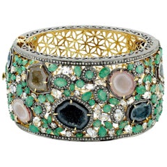 Geode Druzy Emerald Diamond Bracelet 