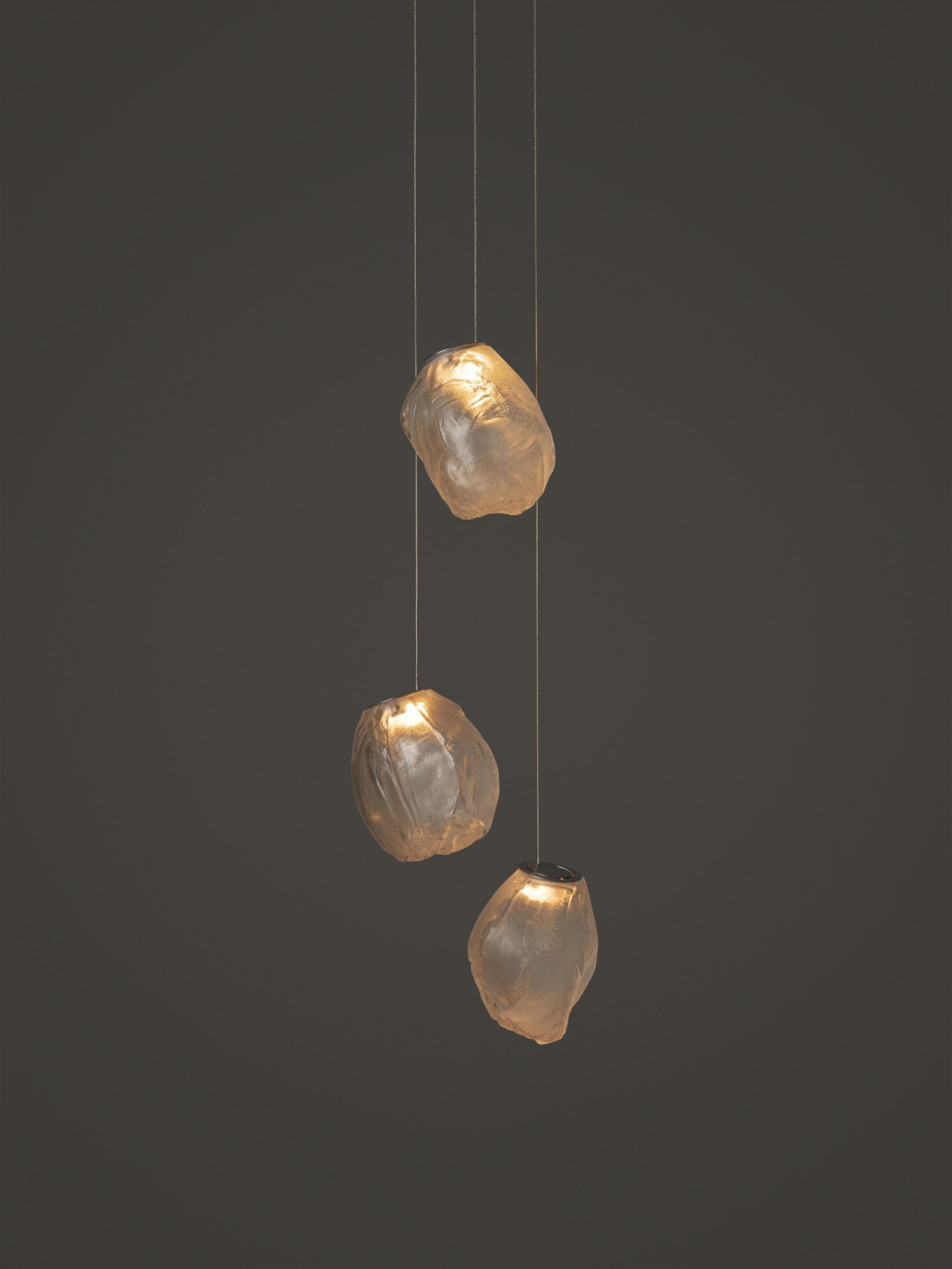 Canadian 73.3V Suspended Light by Bocci with Blown Glass Pendants and Metal Cable