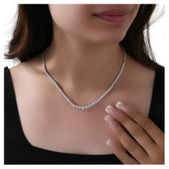 18K White Gold 7.34ct Natural Diamond Cluster Necklace, Wedding Anniversary Gift