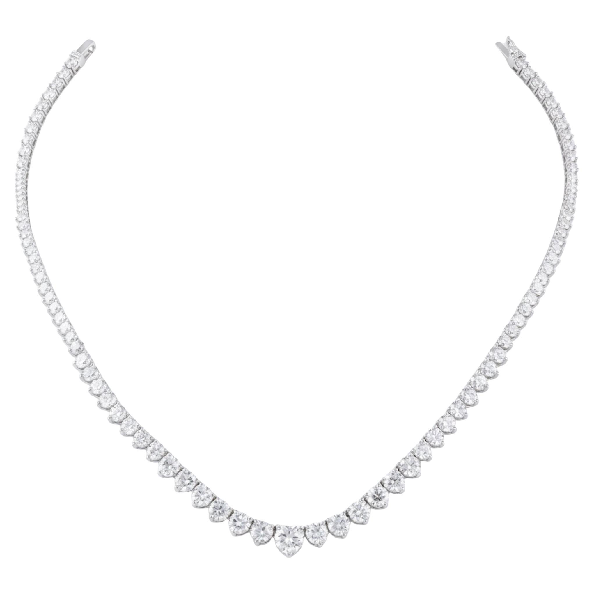 Collier en or blanc 18 carats avec un ensemble de diamants naturels de 7,34 carats, cadeau d'anniversaire de mariage