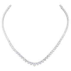 18K White Gold 7.34ct Natural Diamond Cluster Necklace, Wedding Anniversary Gift