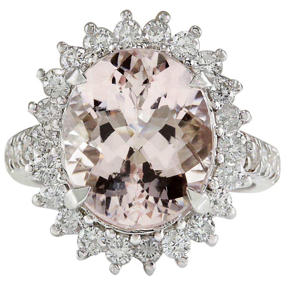 Natural Morganite Diamond Ring In 14 Karat White Gold 