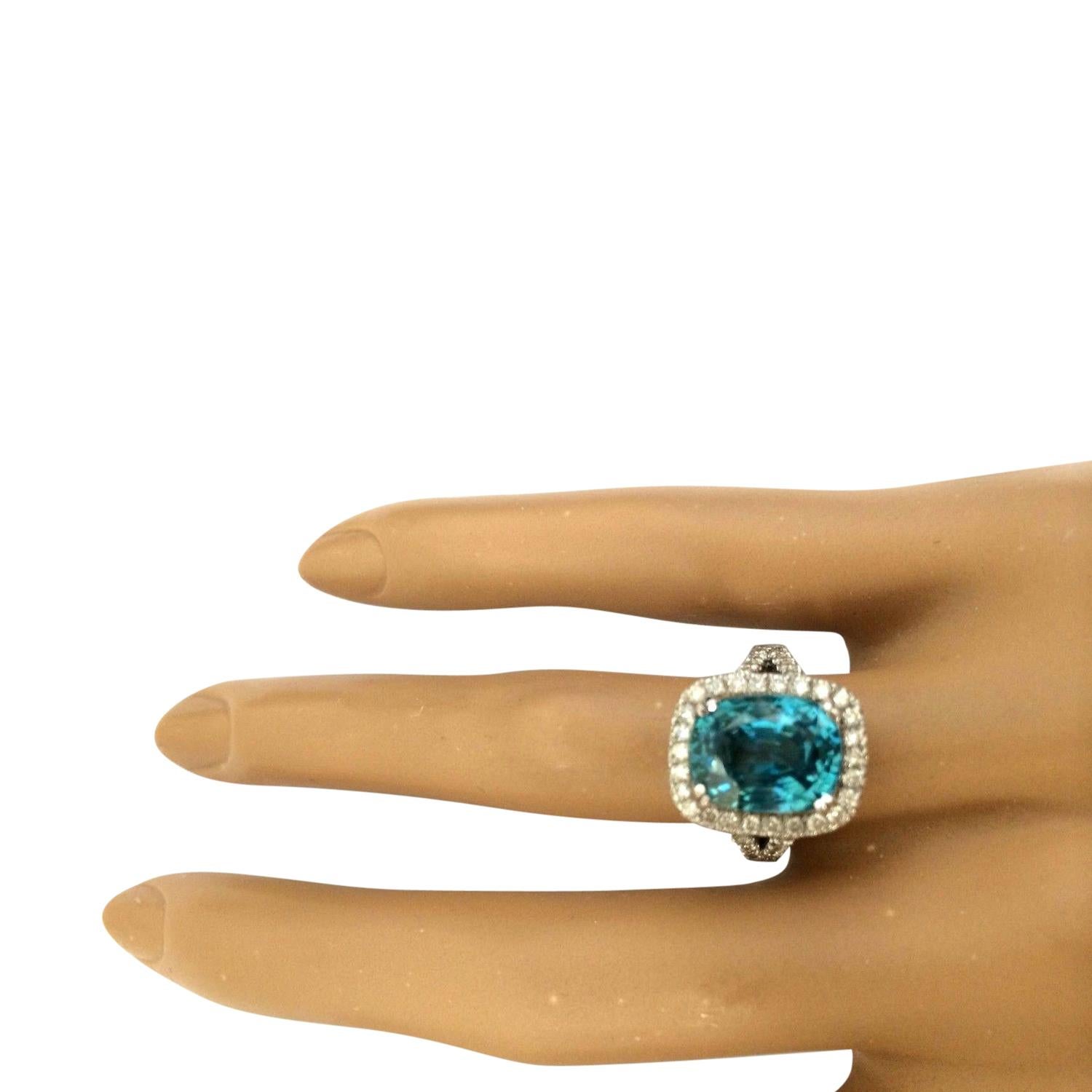 Women's Natural Zircon Diamond Ring In 14 Karat Solid White Gold  For Sale