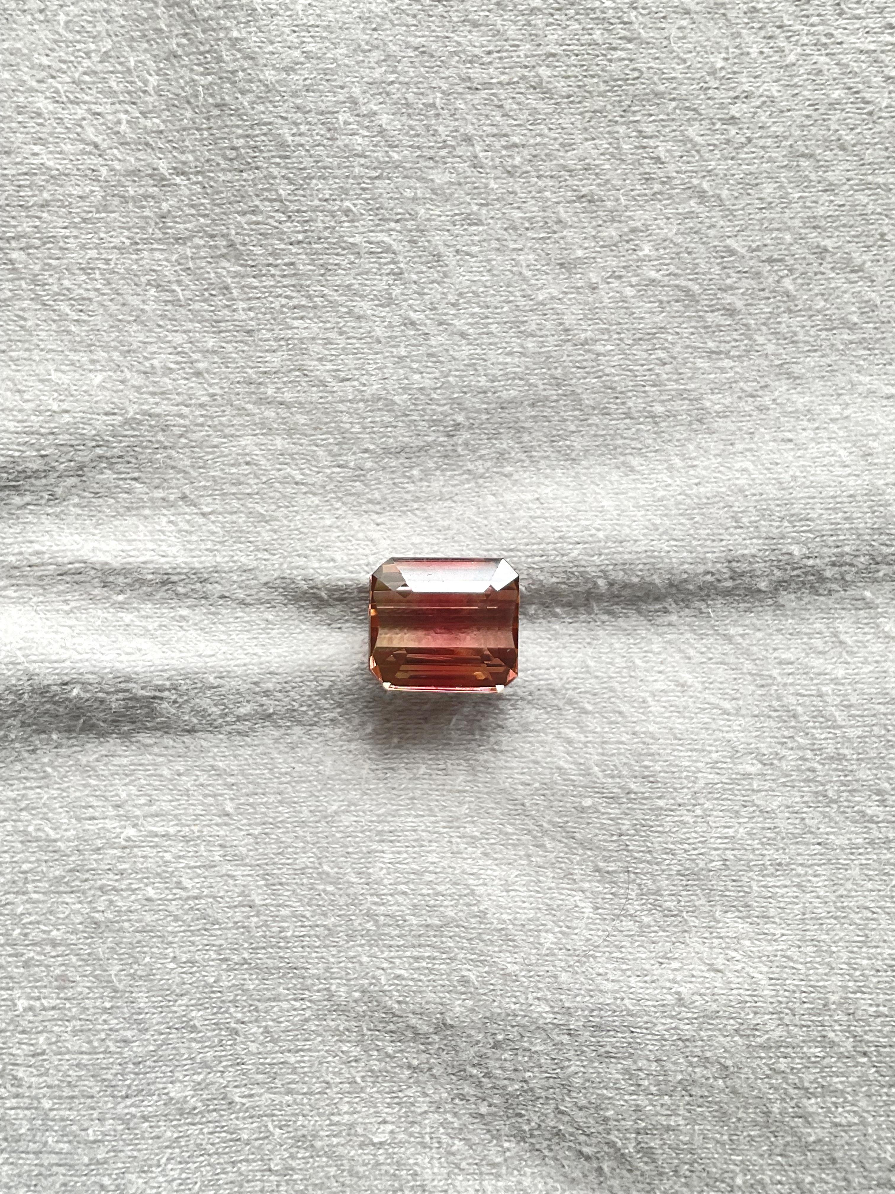 7,34 Karat Pfirsich Rosa Turmalin Achteck Facettenschliff Stein Natürlicher Edelstein (Art déco) im Angebot