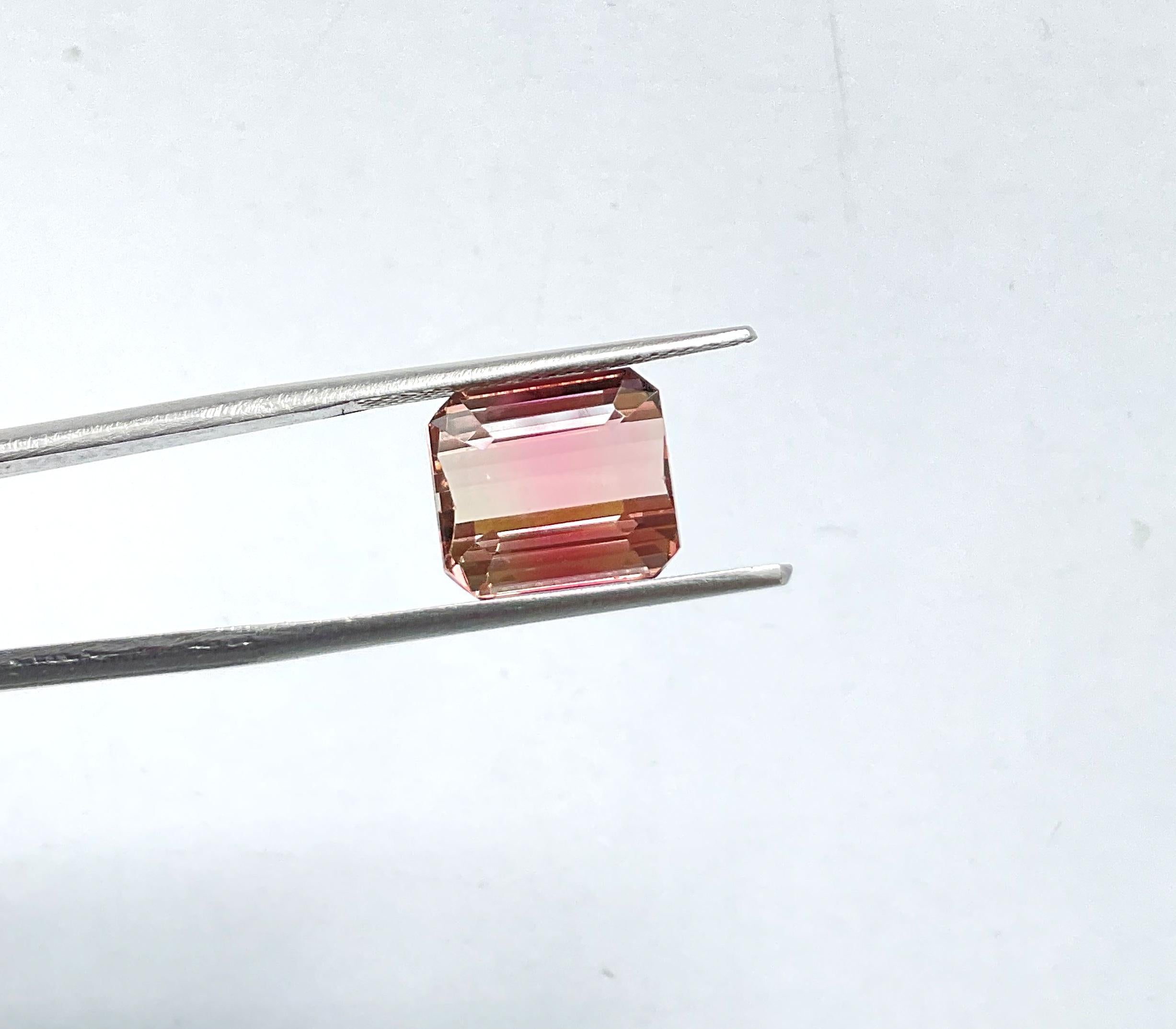 7,34 Karat Pfirsich Rosa Turmalin Achteck Facettenschliff Stein Natürlicher Edelstein im Zustand „Gut“ im Angebot in Jaipur, RJ