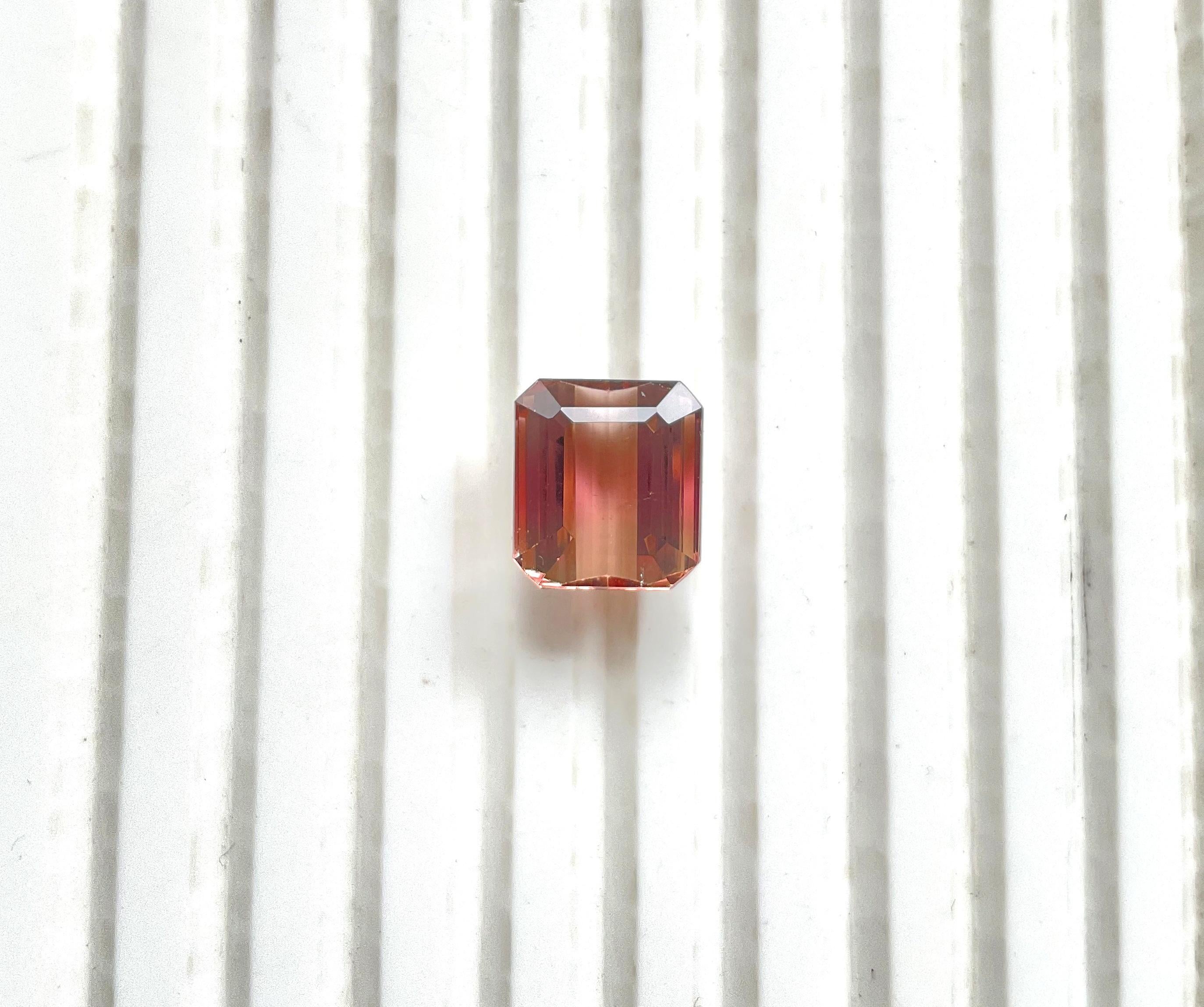 7,34 Karat Pfirsich Rosa Turmalin Achteck Facettenschliff Stein Natürlicher Edelstein im Angebot 1