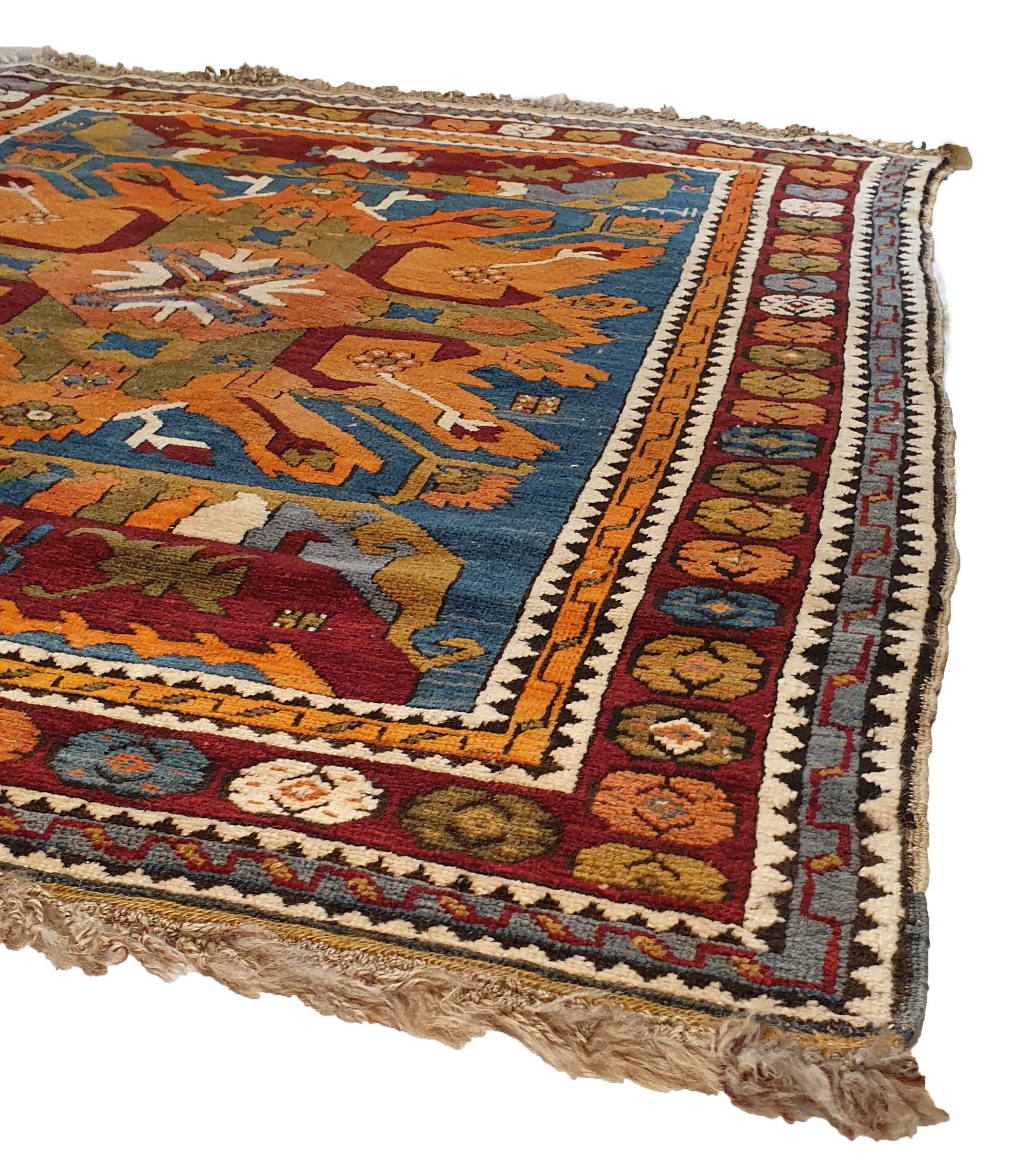 Hand-Knotted Kazak Turkish Carpet, 20th Century - N° 734 For Sale