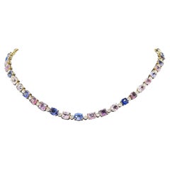 73.45 Carat Sapphire and White Diamond Yellow Gold Necklace