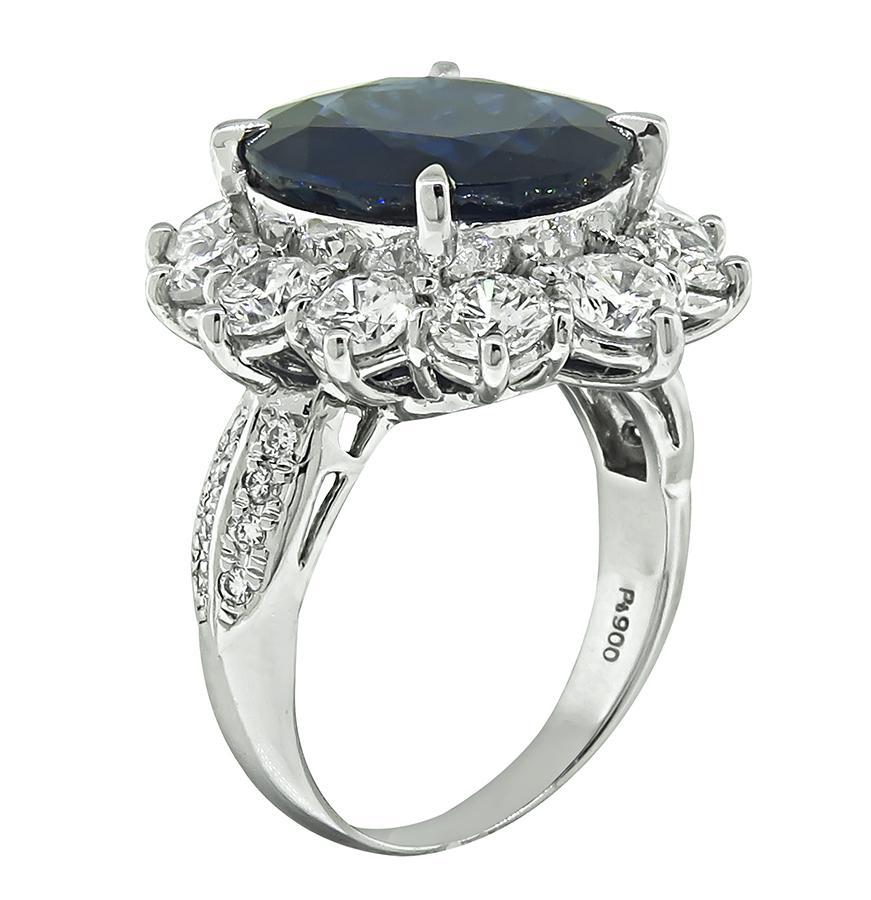 Oval Cut 7.34ct Ceylon Sapphire 2.52ct Diamond Engagement Ring For Sale