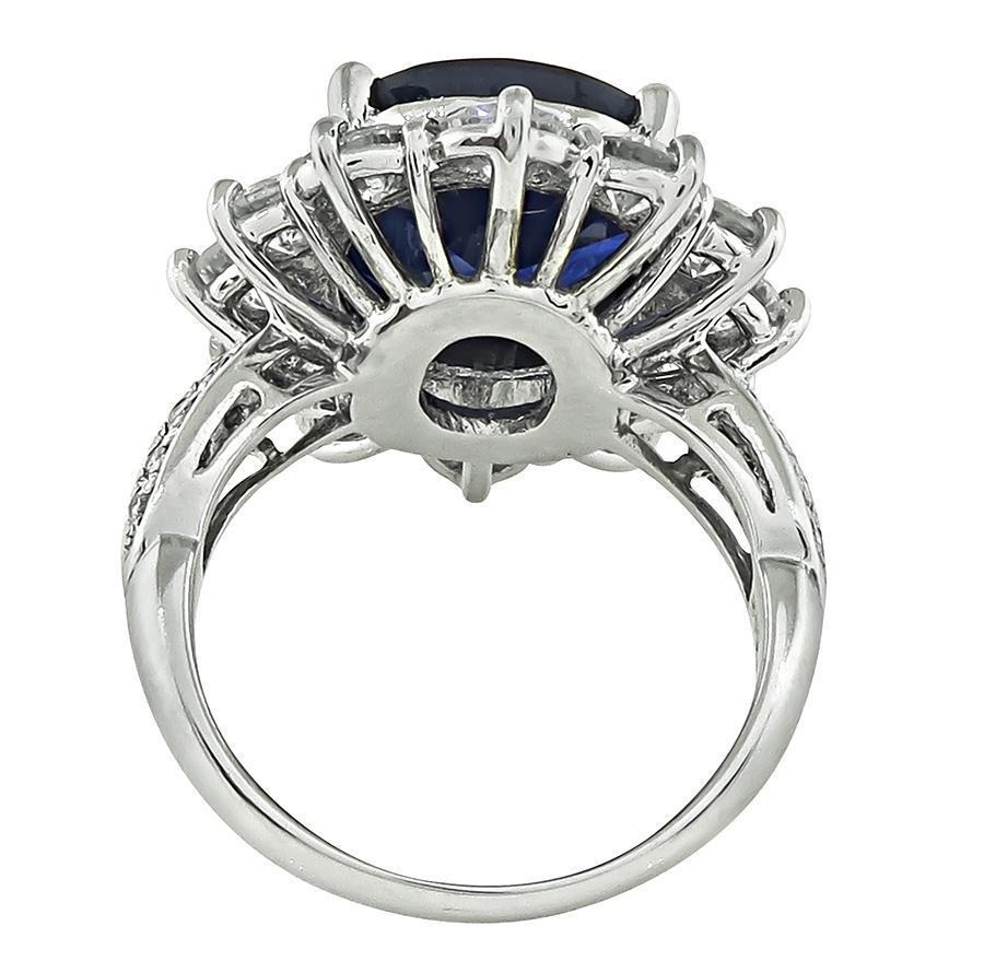 7.34ct Ceylon Sapphire 2.52ct Diamond Engagement Ring In Good Condition For Sale In New York, NY