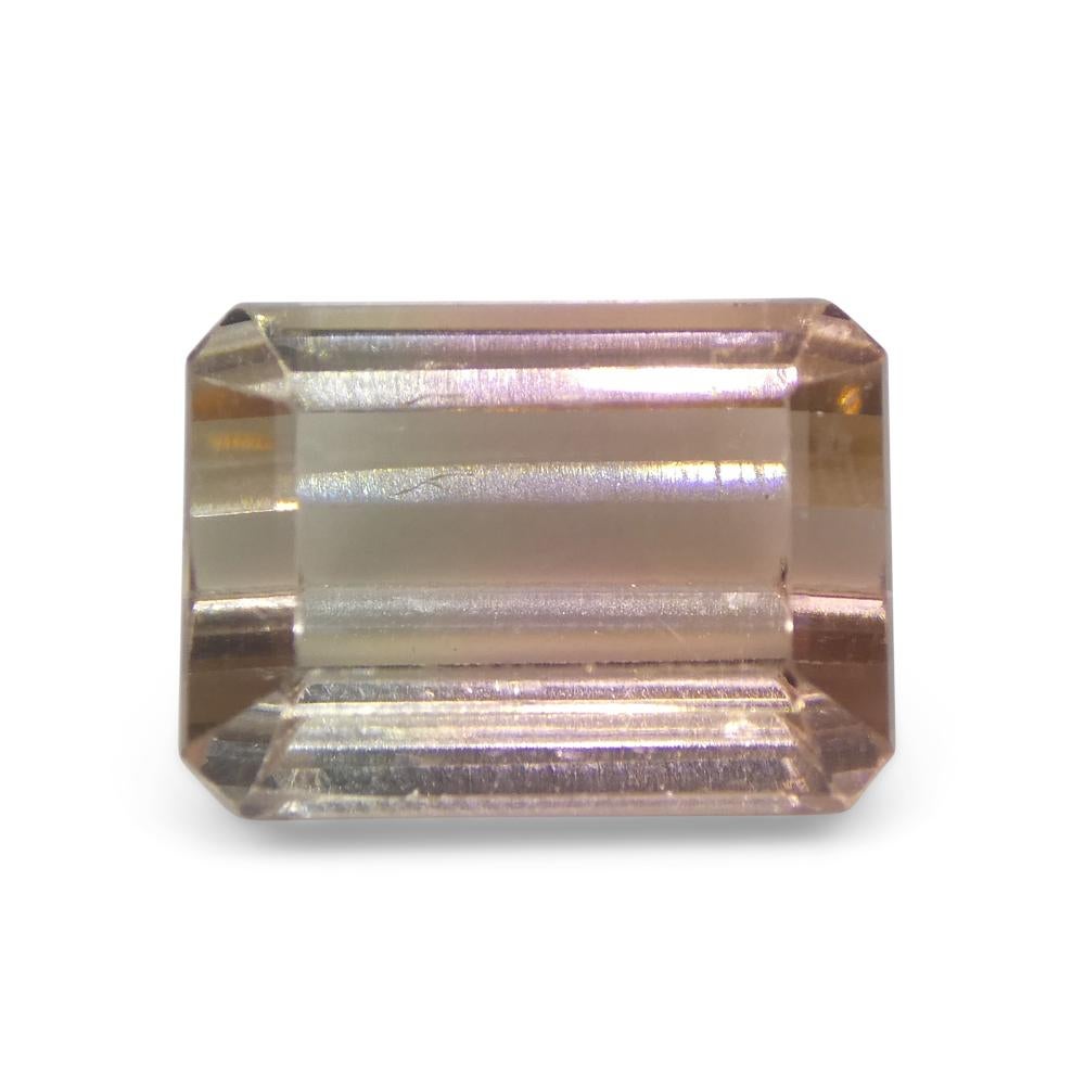 7.34ct Emerald Cut Orangy Pink & Green Bi-Colour Tourmaline from Brazil For Sale 8