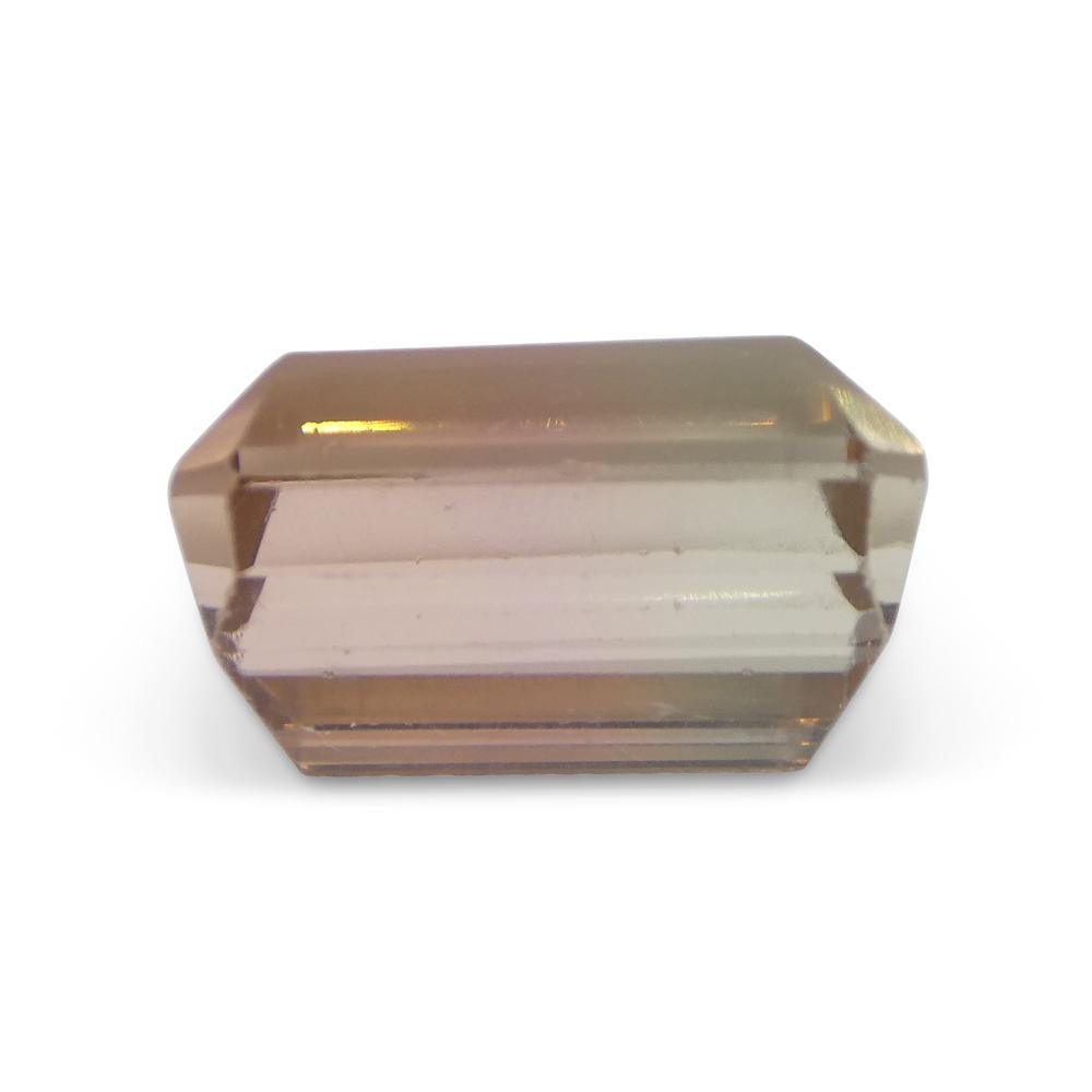 7.34ct Emerald Cut Orangy Pink & Green Bi-Colour Tourmaline For Sale 1