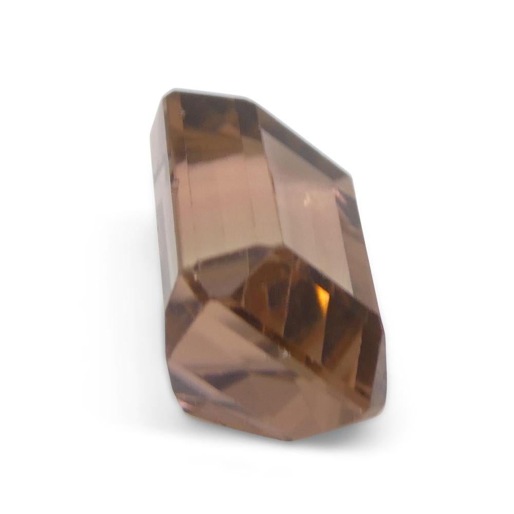 7.34ct Emerald Cut Orangy Pink & Green Bi-Colour Tourmaline from Brazil For Sale 2