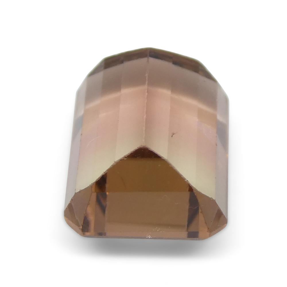 7.34ct Emerald Cut Orangy Pink & Green Bi-Colour Tourmaline For Sale 5