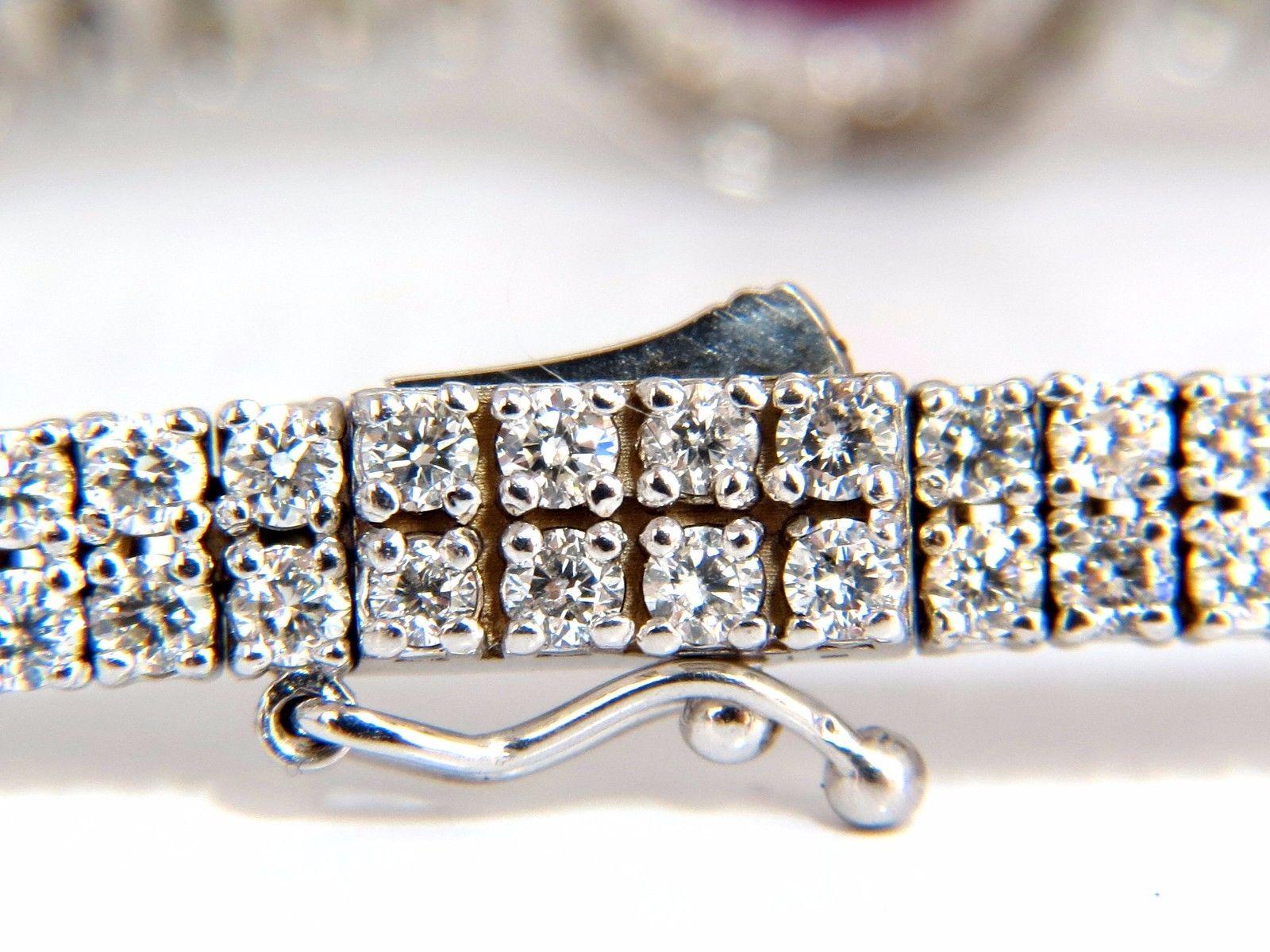 Oval Cut 7.34ct natural ruby diamonds bracelet regency deco 14kt double row cluster For Sale