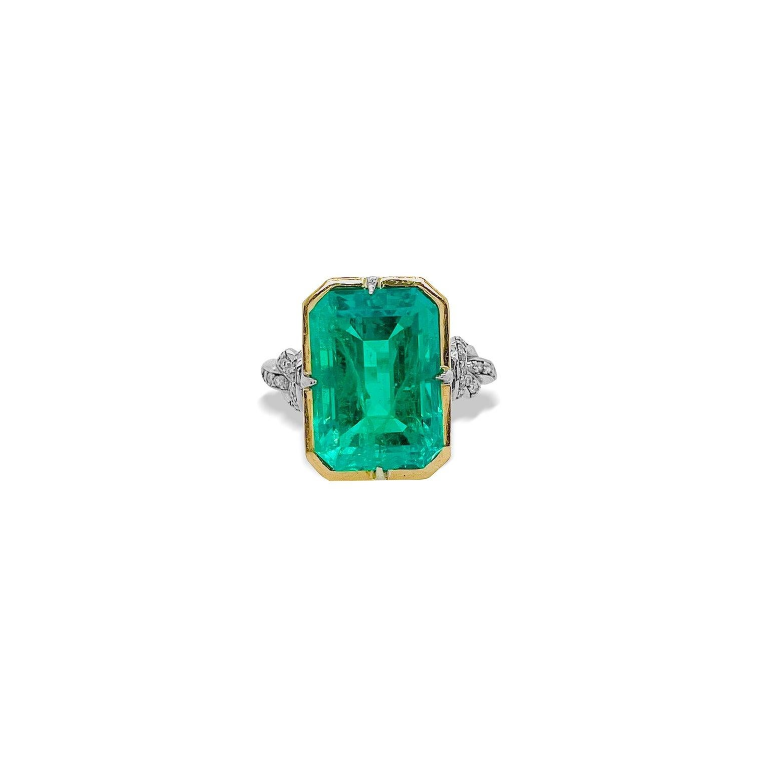 5.79ct Zambian Emerald in Forget Me Knot Style Ring 9