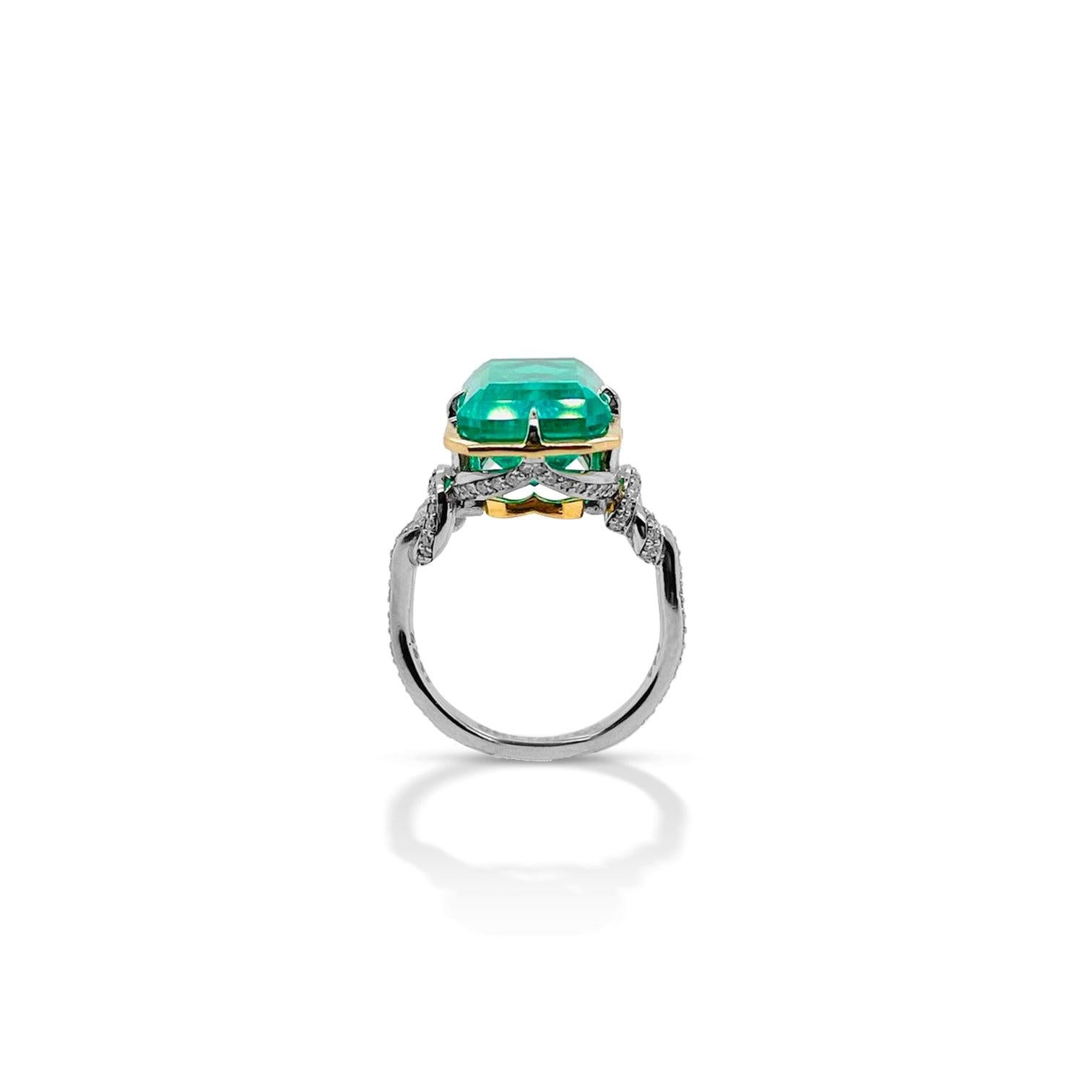 Artist 5.79ct Zambian Emerald in Forget Me Knot Style Ring