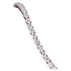 Bracelet tennis en or blanc 14 carats avec diamants naturels brillants ronds de 7,34 carats