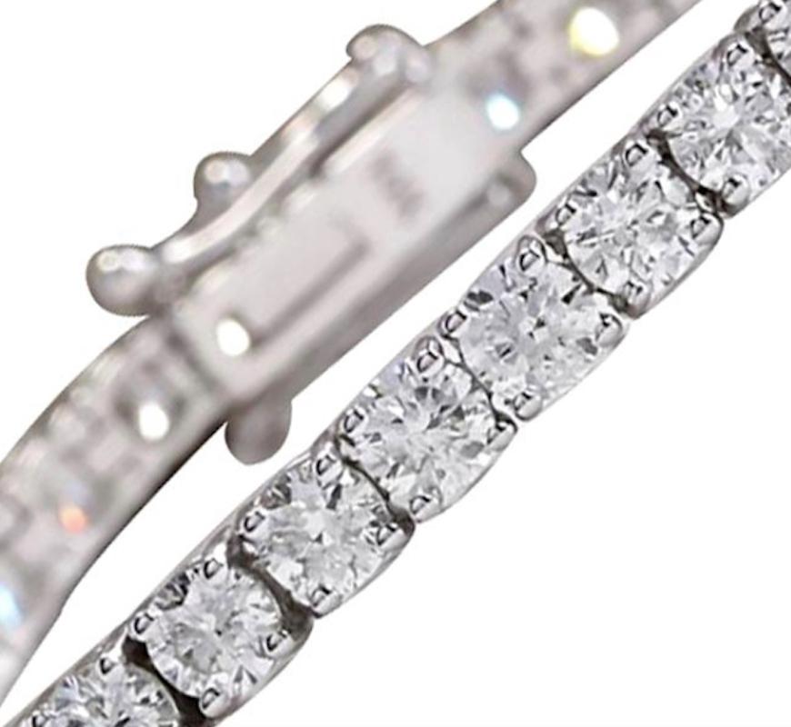 7.35 Carat Diamond Bracelet In 14 Karat White Gold  In New Condition For Sale In Los Angeles, CA
