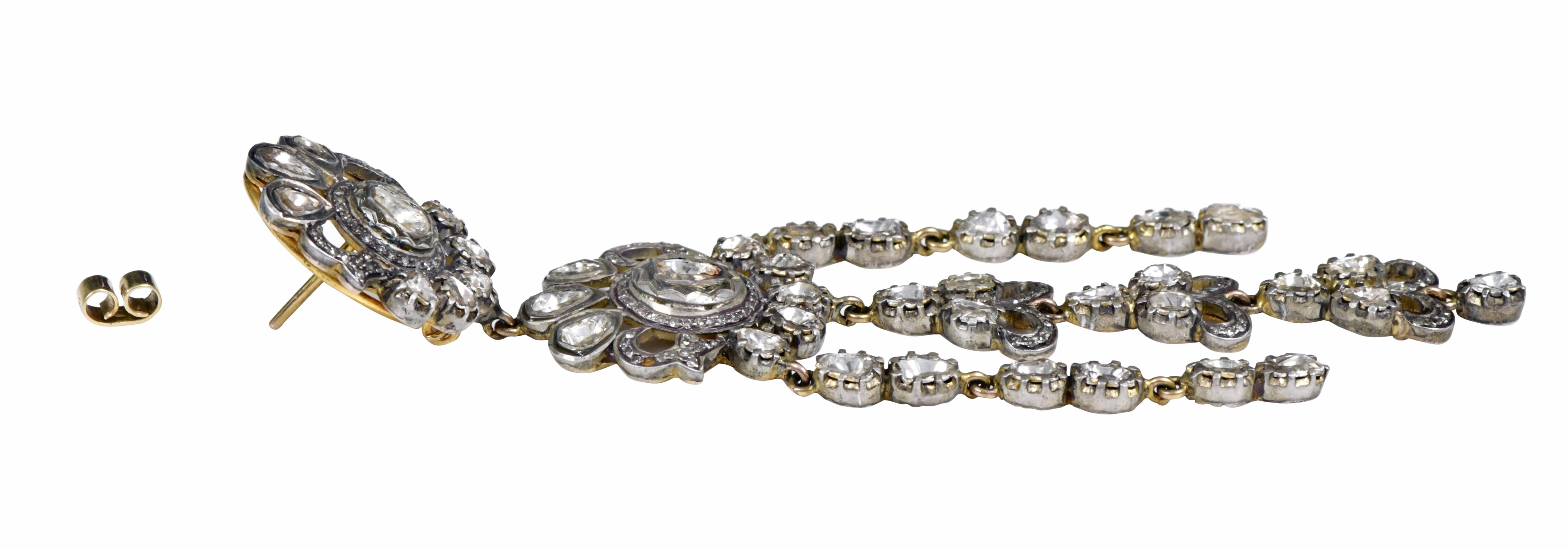 Women's 7.35 Carat Diamond Chandelier Earrings in Art-Deco Style For Sale
