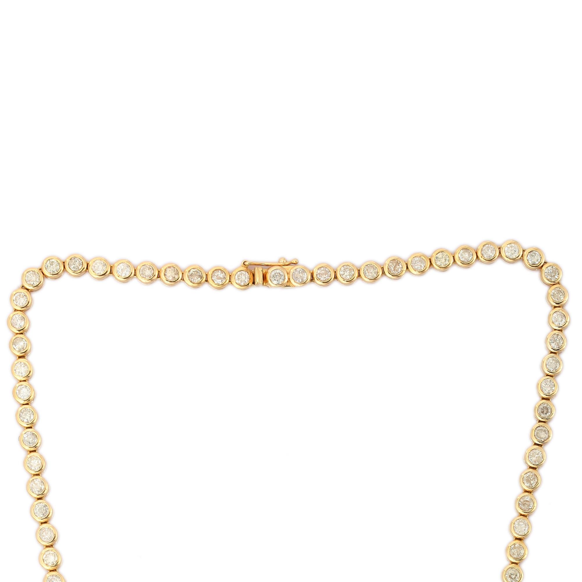 18 Karat Gelbgold 7,35 Karat Diamant-Tennis-Halskette, Geschenk für Mutter (Moderne) im Angebot
