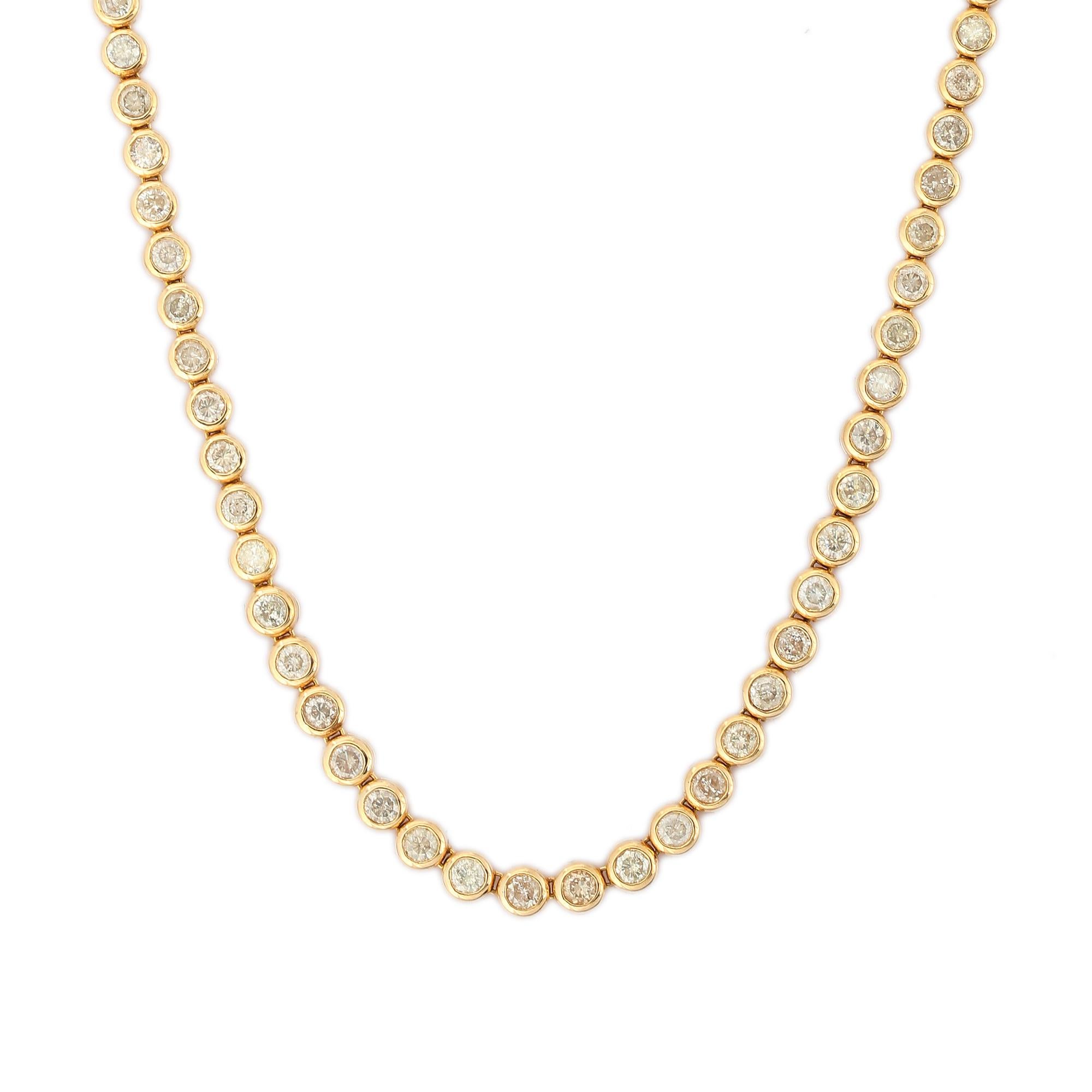 18 Karat Gelbgold 7,35 Karat Diamant-Tennis-Halskette, Geschenk für Mutter im Zustand „Neu“ im Angebot in Houston, TX